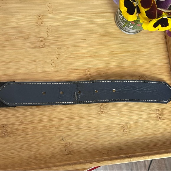 Gold Coast Blue Fabric & Leather Stitched Belt 45L - Picture 6 of 8